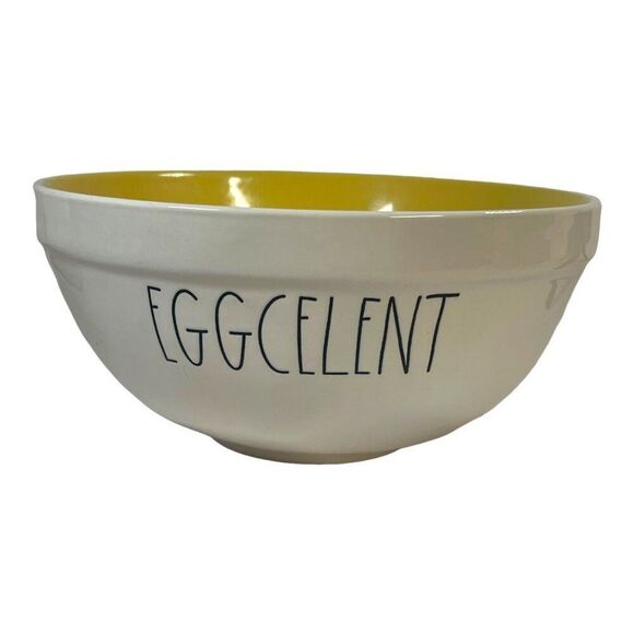 Rae Dunn Magenta Eggcellent & Eggceptional Egg Nesting Ceramic Bowls Set Yellow - Picture 11 of 16